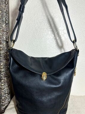 ​Marino Orlandi Black Leather Convertible Sling Backpack | Made in Italy Gold HW